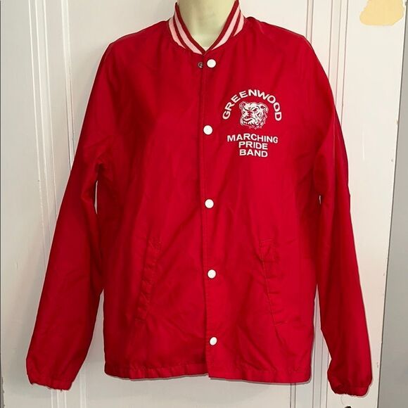 Vintage 60s/70s Red Greenwood Marching Band Windbreaker Jacket - Picture 1 of 10